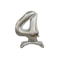 Palloncino numero 4 Argento standing super shape 30" (76cm) in mylar, 1pz.