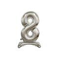 Palloncino numero 8 Argento standing super shape 30" (76cm) in mylar, 1pz.