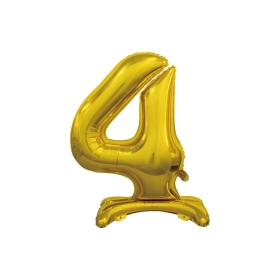 Palloncino numero 4 Oro standing super shape 30" (76cm) in mylar, 1pz.