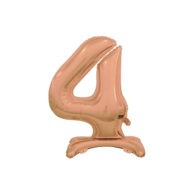 Palloncino numero 4 Rosa Gold standing super shape 30" (76cm) in mylar, 1pz.
