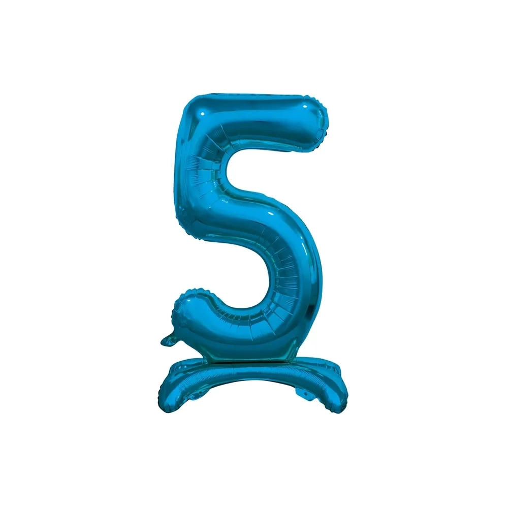 Palloncino numero 5 Blu standing super shape 30" (76cm) in mylar, 1pz.