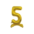 Palloncino numero 5 Oro standing super shape 30" (76cm) in mylar, 1pz.