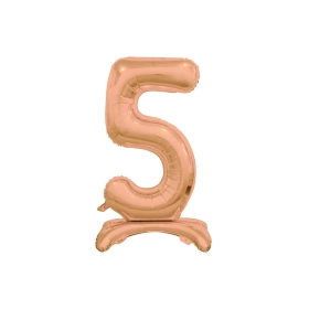 Palloncino numero 5 Rosa Gold standing super shape 30" (76cm) in mylar, 1pz.