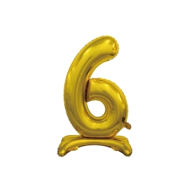 Palloncino numero 6 Oro standing super shape 30" (76cm) in mylar, 1pz.