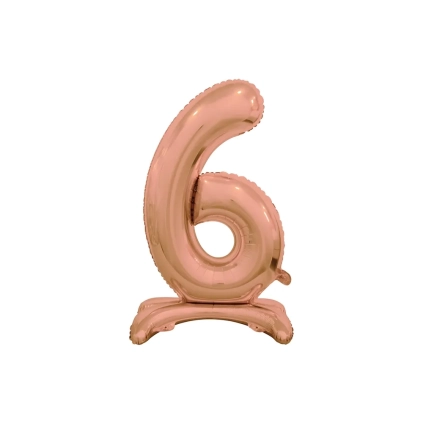Palloncino numero 6 Rosa Gold standing super shape 30" (76cm) in mylar, 1pz.