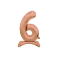 Palloncino numero 6 Rosa Gold standing super shape 30" (76cm) in mylar, 1pz.
