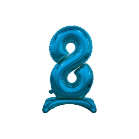 Palloncino numero 8 Blu standing super shape 30" (76cm) in mylar, 1pz.