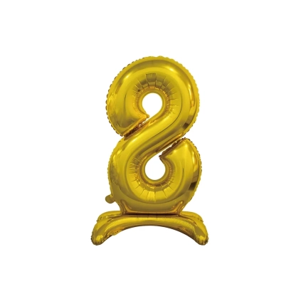Palloncino numero 8 Oro standing super shape 30" (76cm) in mylar, 1pz.