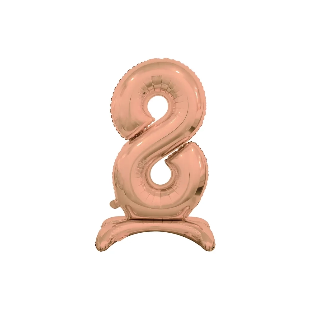 Palloncino numero 8 Rosa Gold standing super shape 30" (76cm) in mylar, 1pz.