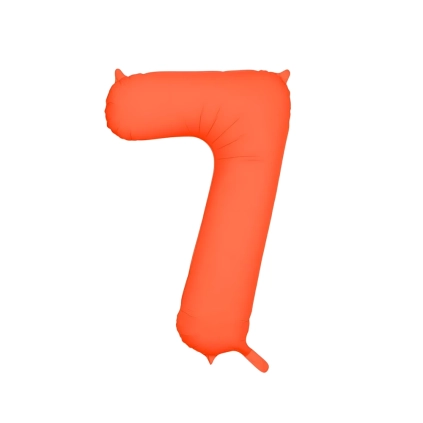Palloncino Mylar Numero 7 Arancione Neon 34'' (86cm), 1pz.