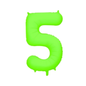Palloncino Mylar Numero 5 Verde Neon 34'' (86cm), 1pz.