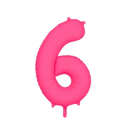 Palloncino Mylar Numero 6 Fucsia Neon 34'' (86cm), 1pz.
