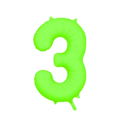 Palloncino Mylar Numero 3 Verde Neon 34'' (86cm), 1pz.