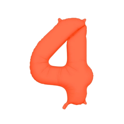 Palloncino Mylar Numero 4 Arancione Neon 34'' (86cm), 1pz.