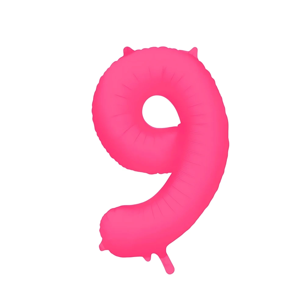 Palloncino Mylar Numero 9 Fucsia Neon 34'' (86cm), 1pz.
