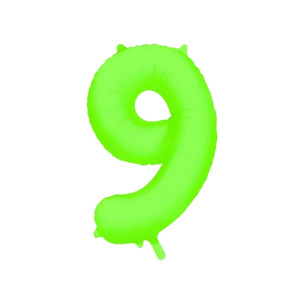 Palloncino Mylar Numero 9 Verde Neon 34'' (86cm), 1pz.