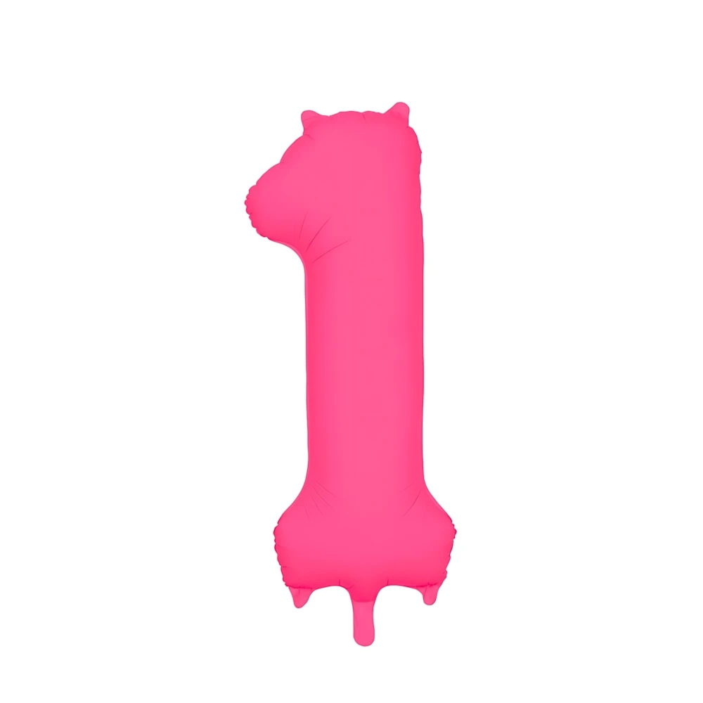 Palloncino Mylar Numero 1 Fucsia Neon 34'' (86cm), 1pz.