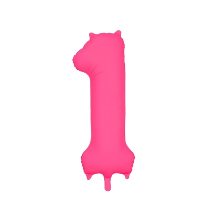Palloncino Mylar Numero 1 Fucsia Neon 34'' (86cm), 1pz.