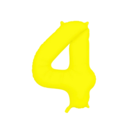 Palloncino Mylar Numero 4 Giallo Neon 34'' (86cm), 1pz.