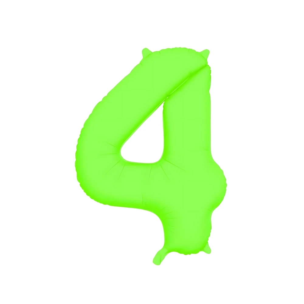 Palloncino Mylar Numero 4 Verde Neon 34'' (86cm), 1pz.