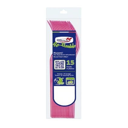 Forchette Compact Fucsia in plastica riutilizzabili e lavabili in lavastoviglie, 15pz