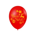 Palloncini Natale Rosso 12''-30cm con Stampa Ocra Buon Natale su 2 Lati, 100pz.