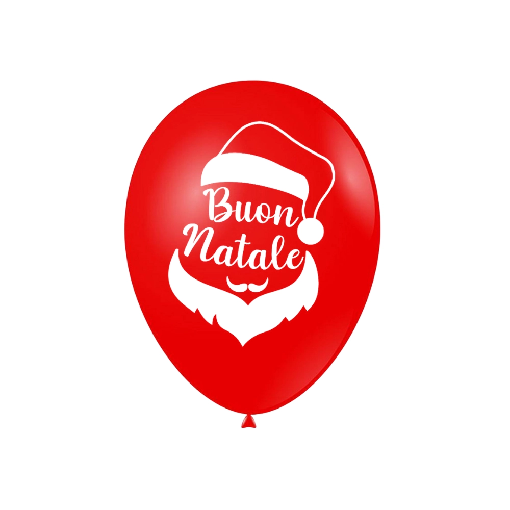 Palloncini Natale Rossi 12'' con Buon Natale e Babbo Natale su 2 Lati, 100pz.