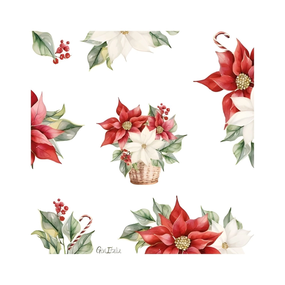 Tovaglioli Stella di Natale 33x33cm, 16pz.