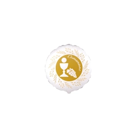 Palloncino Comunione Foglie di Ulivo Oro tondo 4''(10cm), 5pz.