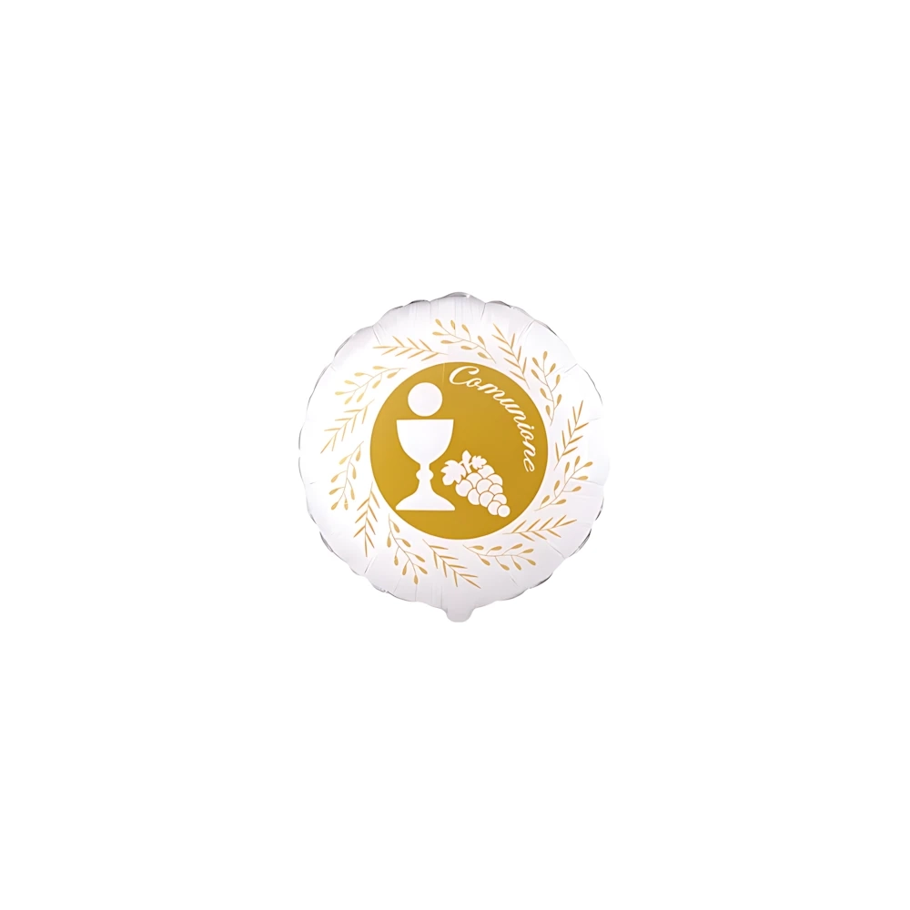 Palloncino Comunione Foglie di Ulivo Oro tondo 4''(10cm), 5pz.