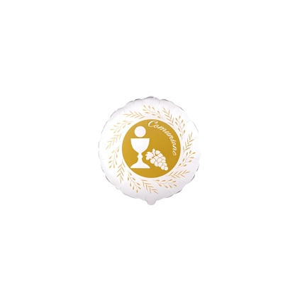 Palloncino Comunione Foglie di Ulivo Oro tondo 4''(10cm), 5pz.