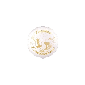 Palloncini Cresima Comunione tondo mini shape 9" (22cm) in mylar, 5pz.