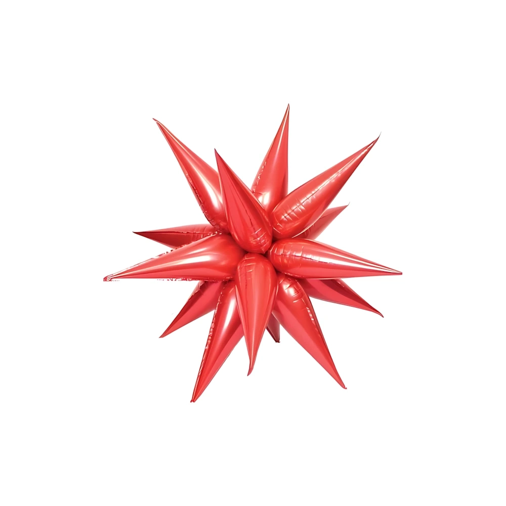 Palloncino Exploding Stars rosso 27" con Valvola – Stella a 12 Punte, 1pz
