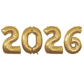 Kit palloncini capodanno numero 2026 oro da 40''- 101cm, 1pz.