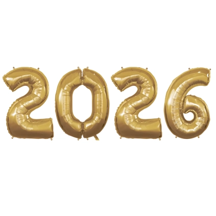 Kit palloncini capodanno numero 2026 oro da 40''- 101cm, 1pz.