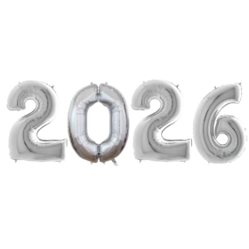 Kit palloncini capodanno numero 2026 argento da 40''- 101cm, 1pz.