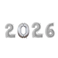 Kit palloncini capodanno numero 2026 argento da 14''- 35cm, 1pz.