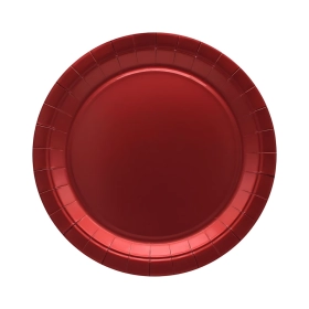Piatti in carta 24cm Rosso metal – Confezione da 15 pezzi