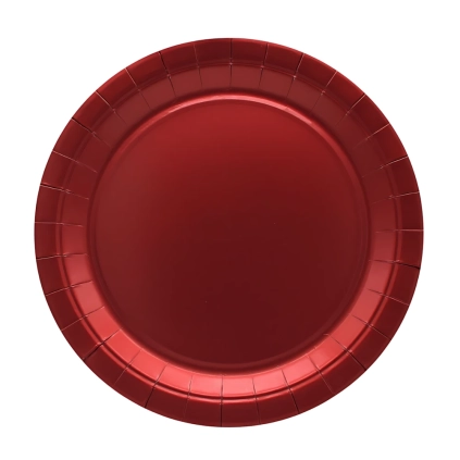 Piatti in carta 32cm Rosso metal – Confezione da 8 pezzi