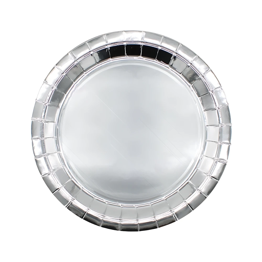 Piatti in carta 27cm Argento metal – Confezione da 15 pezzi