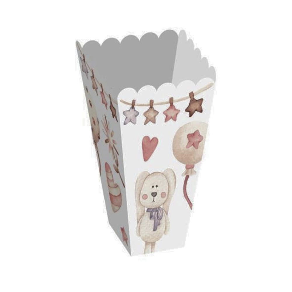 Scatole Popcorn Sweet Girl 12x8cm per Buffet Nascita Bimba