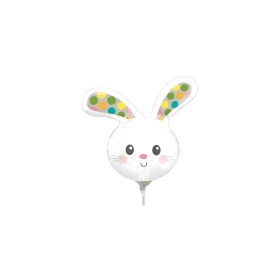 Palloncini testa coniglio con pois mini shape 14" (35cm) in mylar, 5pz.