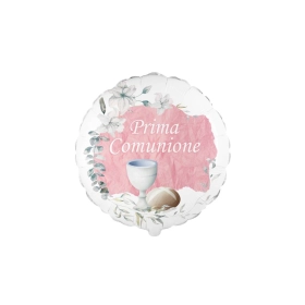 Palloncino Comunione Acquerello Rosa 18" (45cm) - 1pz