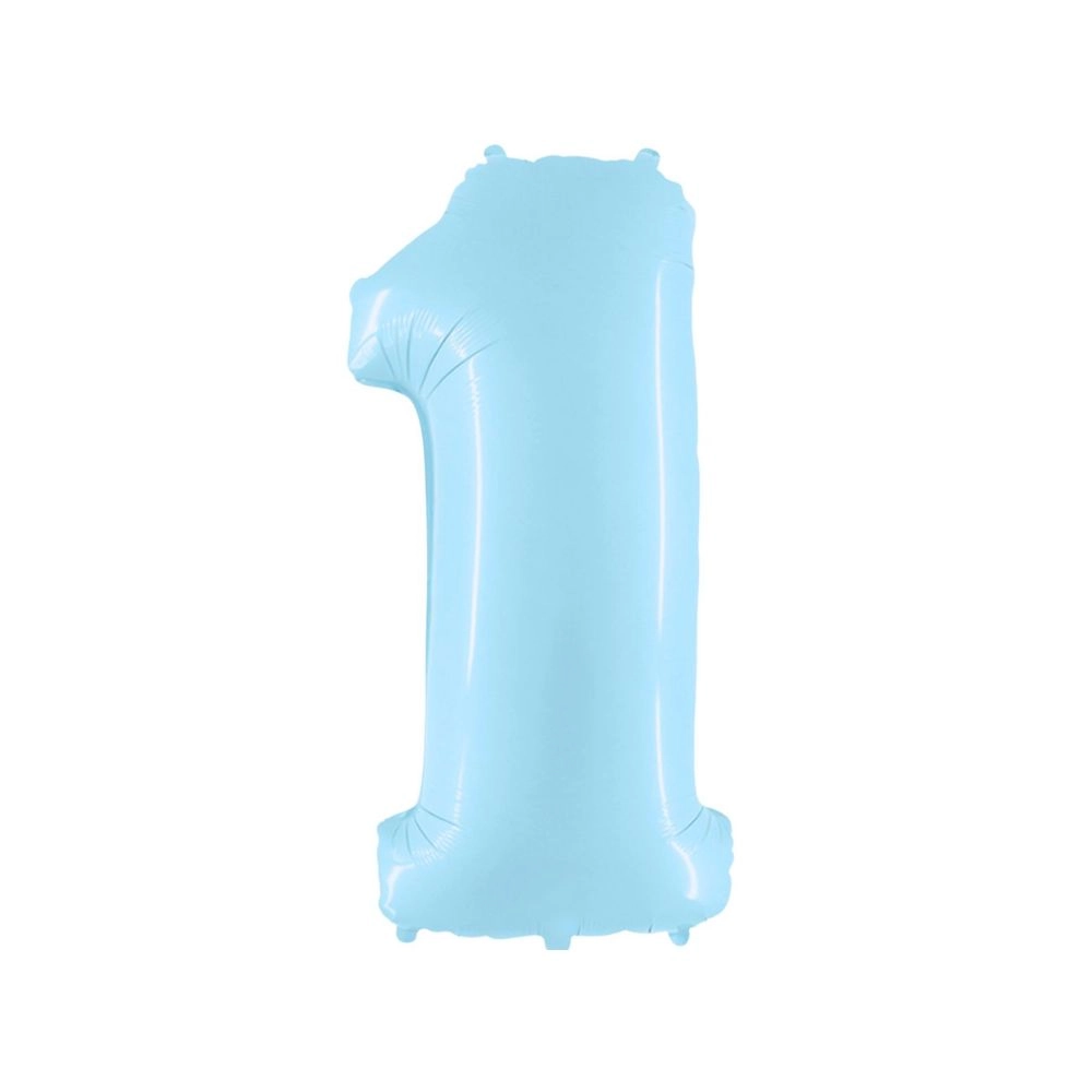 Palloncino Mylar Numero 1 Celeste Pastello Mega 40" (101cm) - 1pz