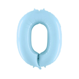 Palloncino Mylar Numero 0 Celeste Pastello Mega 40" (101cm) 1pz