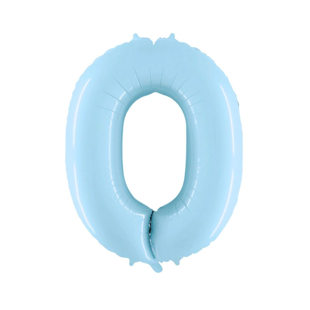 Palloncino Mylar Numero 0 Celeste Pastello Mega 40" (101cm) 1pz
