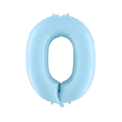 Palloncino Mylar Numero 0 Celeste Pastello Mega 40" (101cm) 1pz