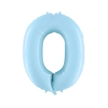 Palloncino Mylar Numero 0 Celeste Pastello Mega 40" (101cm) 1pz