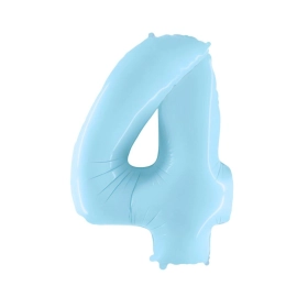 Palloncino Mylar Numero 4 Celeste Pastello Mega 40" (101cm) 1pz