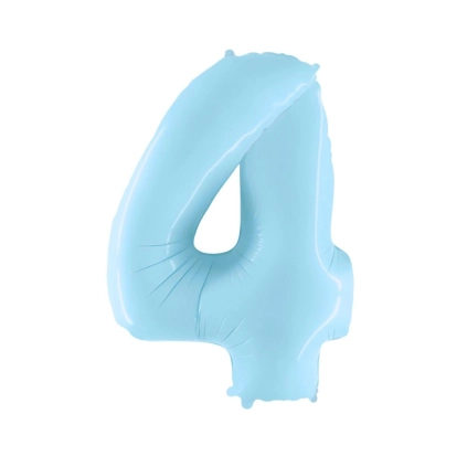 Palloncino Mylar Numero 4 Celeste Pastello Mega 40" (101cm) 1pz